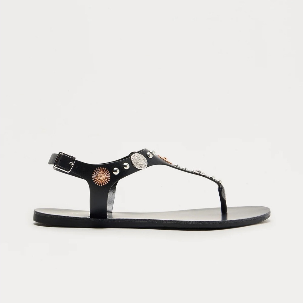 Black Embellished Women's Sandals - Picture 3 of 5